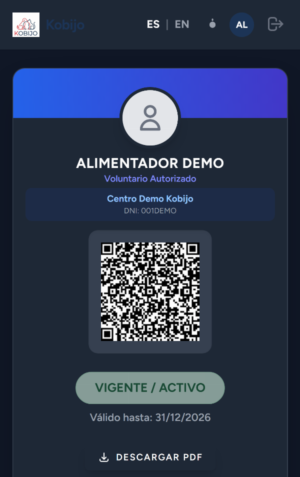 El carné del alimentador en el móvil, con su código de verificación.